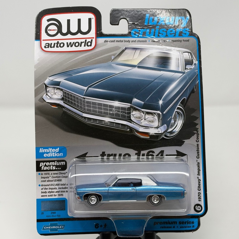 Auto World 1970 Chevy Impala Custom Coupe Astro Blue 1:64 AW64382 Release 4B